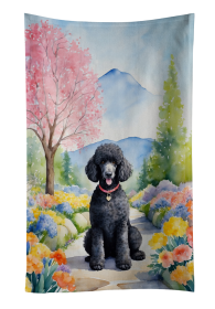 Black Poodle Spring Path Kitchen Towel (Color: 198453406101)