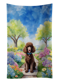 Chocolate Poodle Spring Path Kitchen Towel (Color: 198453406125)