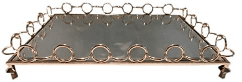 Glass Serving Trays with Ring and Chain Accents Design (Style: Bronze Ring Accents Design)