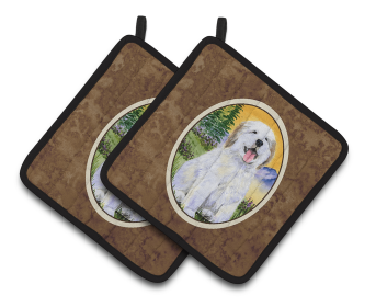 Great Pyrenees Pair of Pot Holders (size: 7.5 x 7.5)