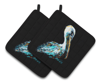 Pelican Pair of Pot Holders (Color: Dressed in Black Pelican, size: 7.5 x 7.5)