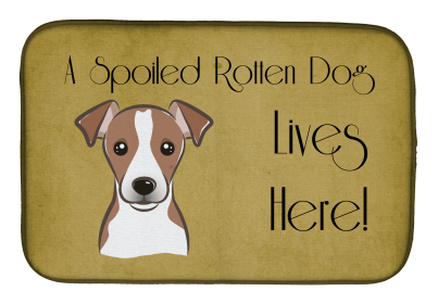 Spoiled Dog Lives Here Dish Drying Mat (Color: Jack Russell Terrier, size: 14 x 21)