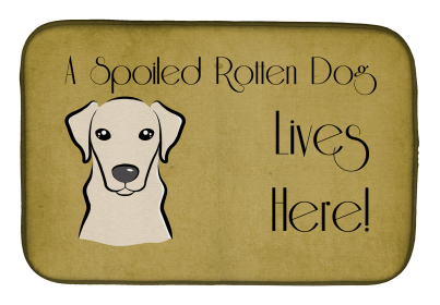 Spoiled Dog Lives Here Dish Drying Mat (Color: Labrador Retriever - Yellow, size: 14 x 21)