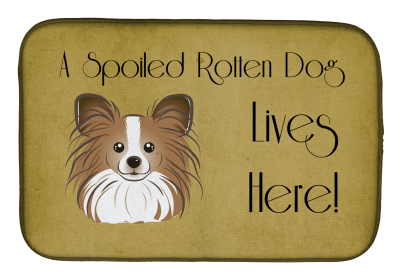 Spoiled Dog Lives Here Dish Drying Mat (Color: Papillon, size: 14 x 21)