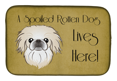 Spoiled Dog Lives Here Dish Drying Mat (Color: Pekingese, size: 14 x 21)