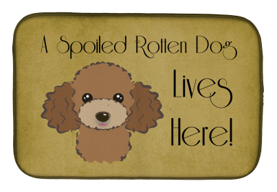 Spoiled Dog Lives Here Dish Drying Mat (Color: Poodle - Chocolate, size: 14 x 21)
