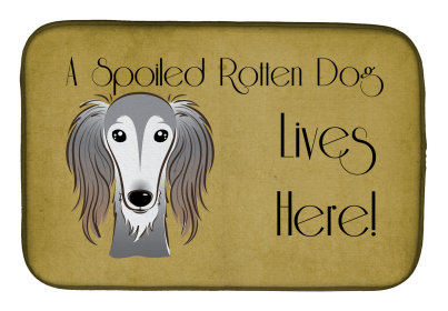 Spoiled Dog Lives Here Dish Drying Mat (Color: Saluki, size: 14 x 21)