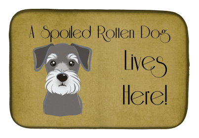 Spoiled Dog Lives Here Dish Drying Mat (Color: Schnauzer, size: 14 x 21)