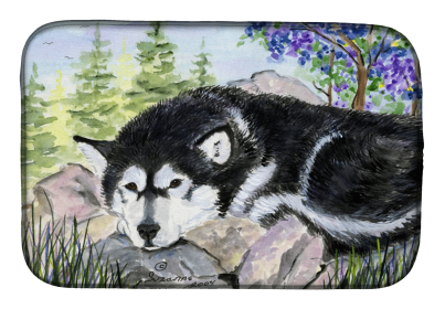 Alaskan Malamute Dish Drying Mat (size: 14 x 21)