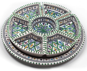 Round Dipping and Serving Set (Color: Turquoise, size: large)